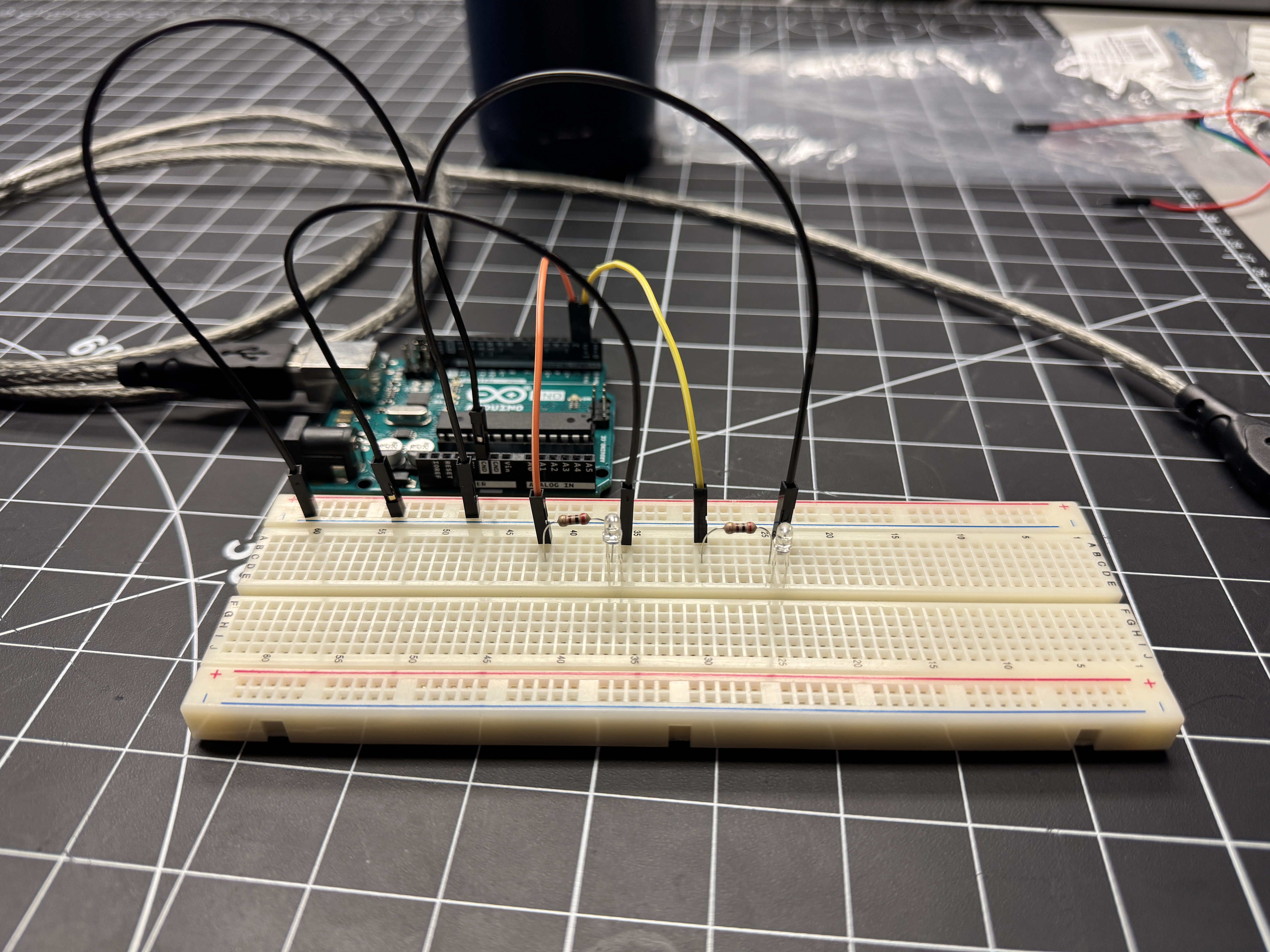 Continuing Activity 1, we started to gradually increase the complexity of our basic circuits, adding more components. I also decided that I wanted my LED's to alternate their blinking. <a href='https://www.youtube.com/watch?v=uzJCtxvF9CA' target='_blank'><p>Video Demo</p></a>