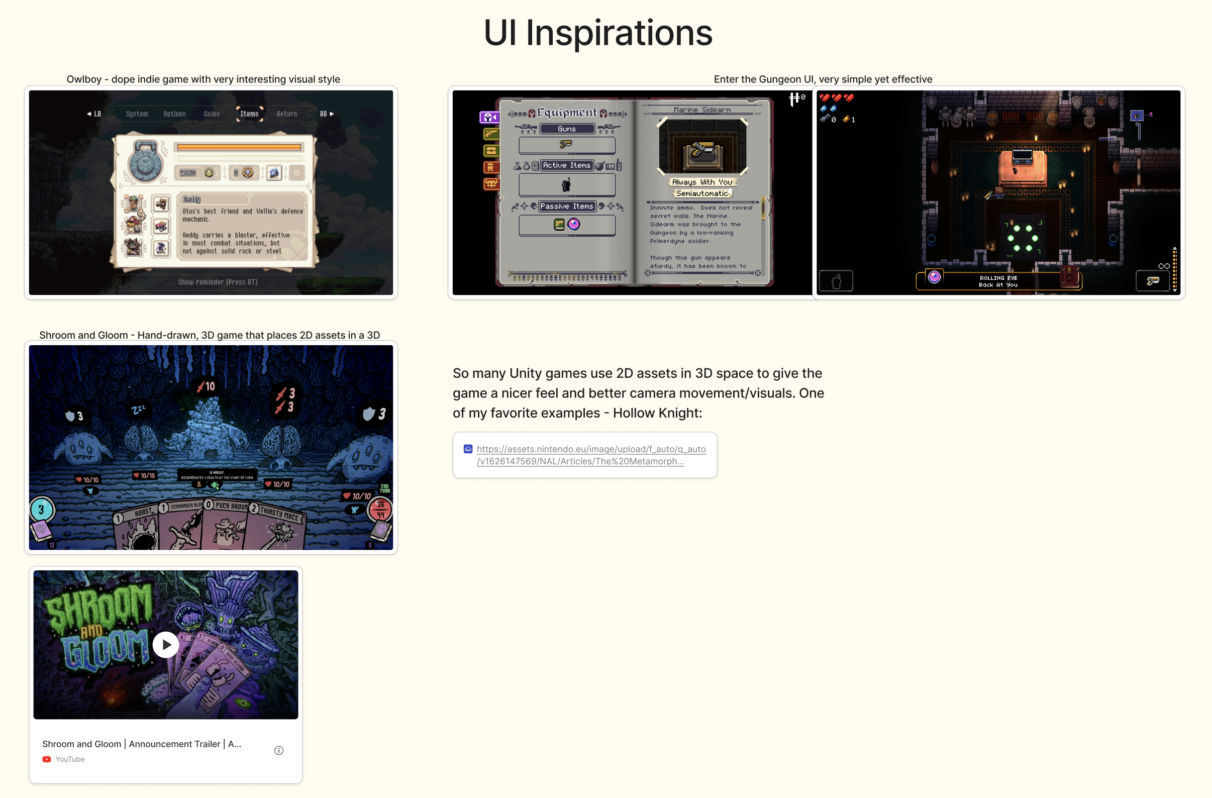 My second part of the moodboard focues mainly on the video game UI which is either similar to what we want to make, or just something that can be a great inspiration.