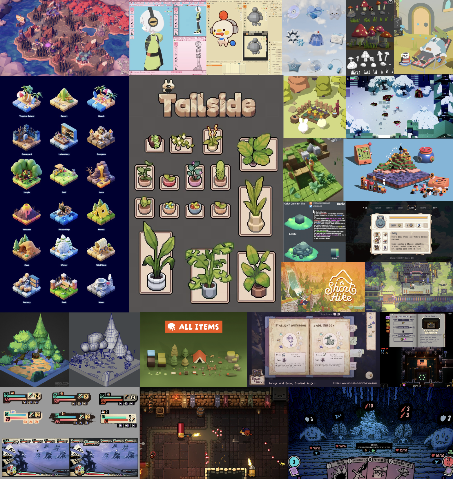 Our final collective moodboard of the best examples to represent our game from the moodboards of each member.